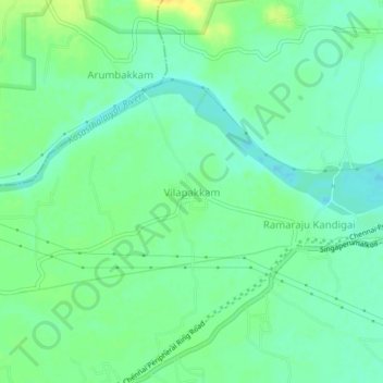 Mapa topográfico Vilapakkam, altitud, relieve