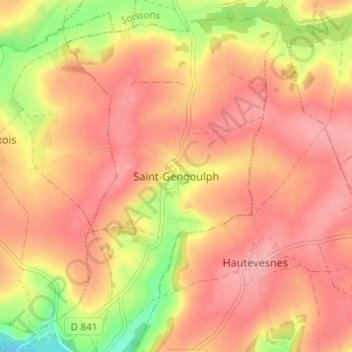 Mapa topográfico Saint-Gengoulph, altitud, relieve