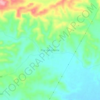 Mapa topográfico Flor del Monte, altitud, relieve