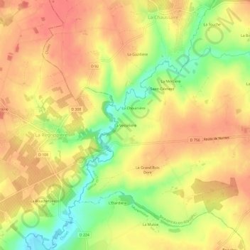 Mapa topográfico La Vesselière, altitud, relieve