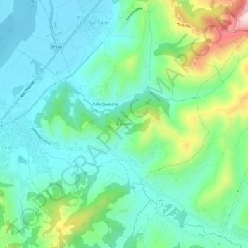 Mapa topográfico Bussolino, altitud, relieve