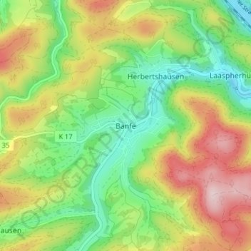 Mapa topográfico Banfe, altitud, relieve
