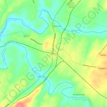 Mapa topográfico Keymar, altitud, relieve
