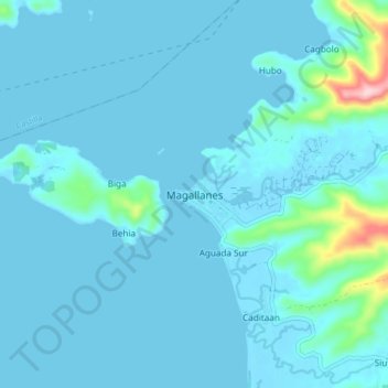 Mapa topográfico Magallanes, altitud, relieve