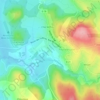 Mapa topográfico La Moutade, altitud, relieve