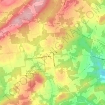 Mapa topográfico Fairmount, altitud, relieve