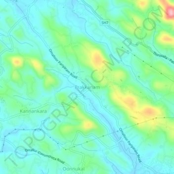 Mapa topográfico Prakkanam, altitud, relieve