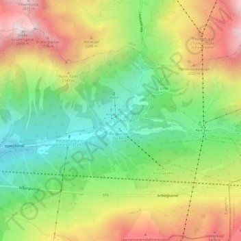 Mapa topográfico Stuben, altitud, relieve