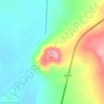 Mapa topográfico Cerro la Cruz, altitud, relieve