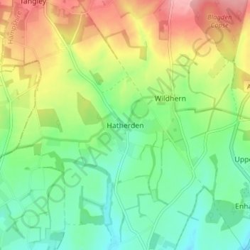 Mapa topográfico Hatherden, altitud, relieve