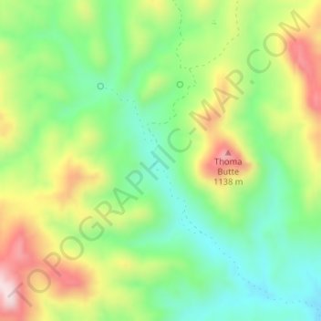 Mapa topográfico Briggs, altitud, relieve