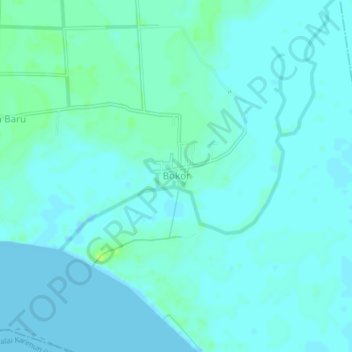 Mapa topográfico Bokor, altitud, relieve