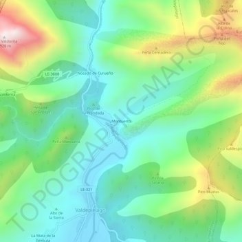 Mapa topográfico Montuerto, altitud, relieve
