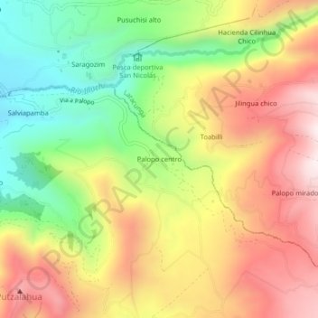 Mapa topográfico Palopo centro, altitud, relieve