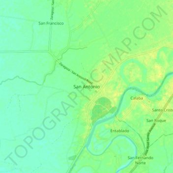 Mapa topográfico San Antonio, altitud, relieve
