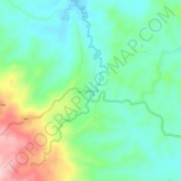 Mapa topográfico Sewod, altitud, relieve