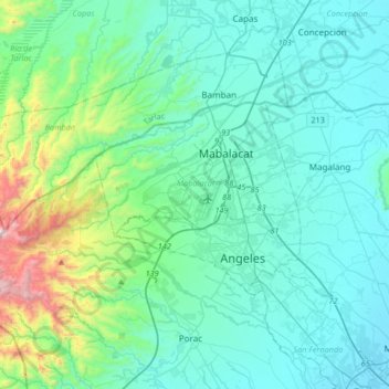 Mapa topográfico Clark, altitud, relieve