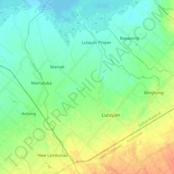 Mapa topográfico Lutayan, altitud, relieve