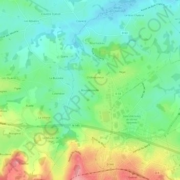 Mapa topográfico Bourdessoulle, altitud, relieve