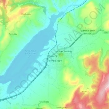 Mapa topográfico Pazarcık, altitud, relieve