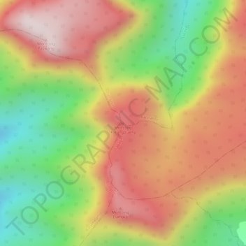 Mapa topográfico Moncong Karangpuang, altitud, relieve