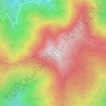 Mapa topográfico Shivapuri Peak, altitud, relieve