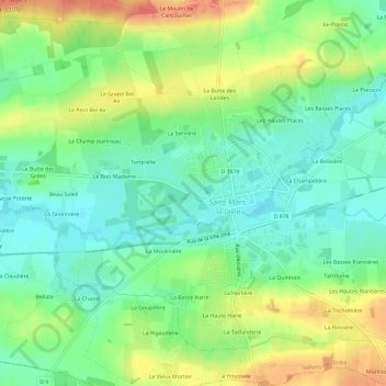 Mapa topográfico La Basse Cour, altitud, relieve