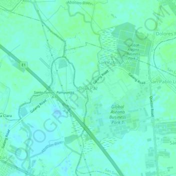 Mapa topográfico Dela Paz, altitud, relieve