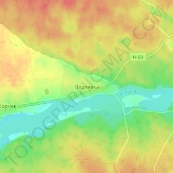 Mapa topográfico Perliavka, altitud, relieve