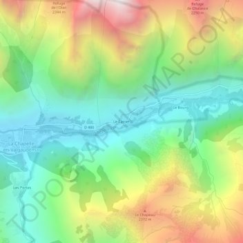 Mapa topográfico Le Casset, altitud, relieve