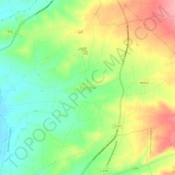 Mapa topográfico Torrefeta, altitud, relieve