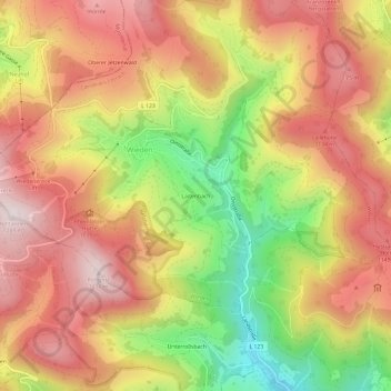 Mapa topográfico Laitenbach, altitud, relieve