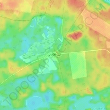 Mapa topográfico Ziemsko, altitud, relieve