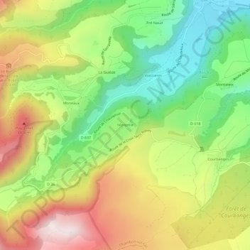 Mapa topográfico Montmie, altitud, relieve