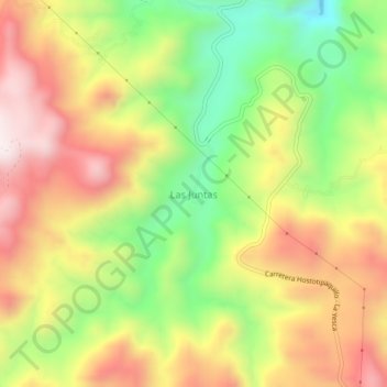 Mapa topográfico Las Juntas, altitud, relieve