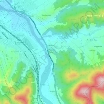 Mapa topográfico Pessino, altitud, relieve
