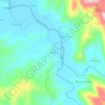Mapa topográfico Patac, altitud, relieve