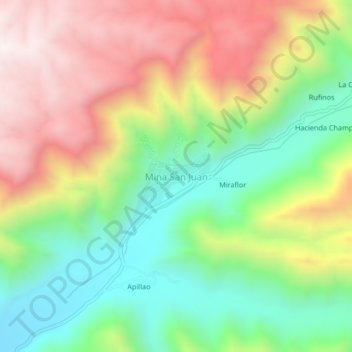 Mapa topográfico Mina San Juan, altitud, relieve