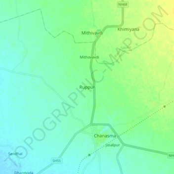 Mapa topográfico Ruppur, altitud, relieve