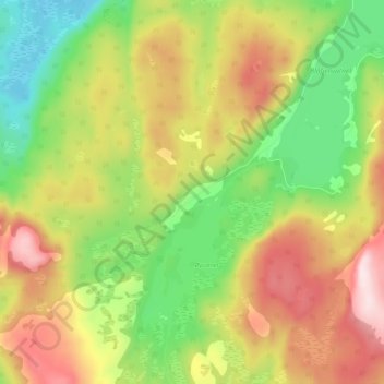 Mapa topográfico Øyvatnet, altitud, relieve