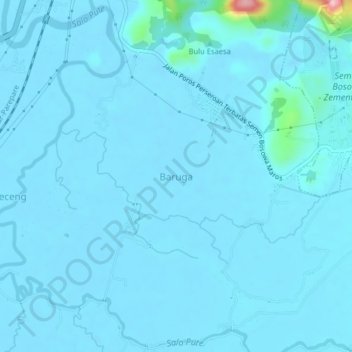 Mapa topográfico Baruga, altitud, relieve