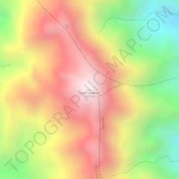 Mapa topográfico Cerro Banderas, altitud, relieve