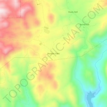 Mapa topográfico Boulder Oaks, altitud, relieve