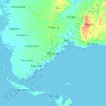 Mapa topográfico Olutanga, altitud, relieve