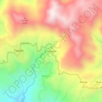 Mapa topográfico Cabunagan, altitud, relieve