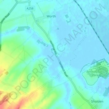 Mapa topográfico Hacklinge, altitud, relieve