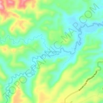 Mapa topográfico Bitan-agan, altitud, relieve