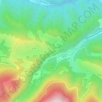 Mapa topográfico Le Sau, altitud, relieve