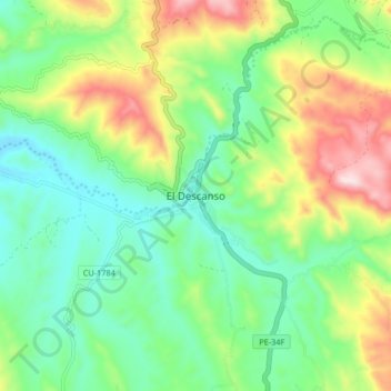 Mapa topográfico El Descanso, altitud, relieve