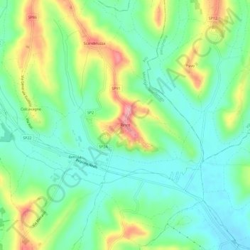 Mapa topográfico Rinco, altitud, relieve